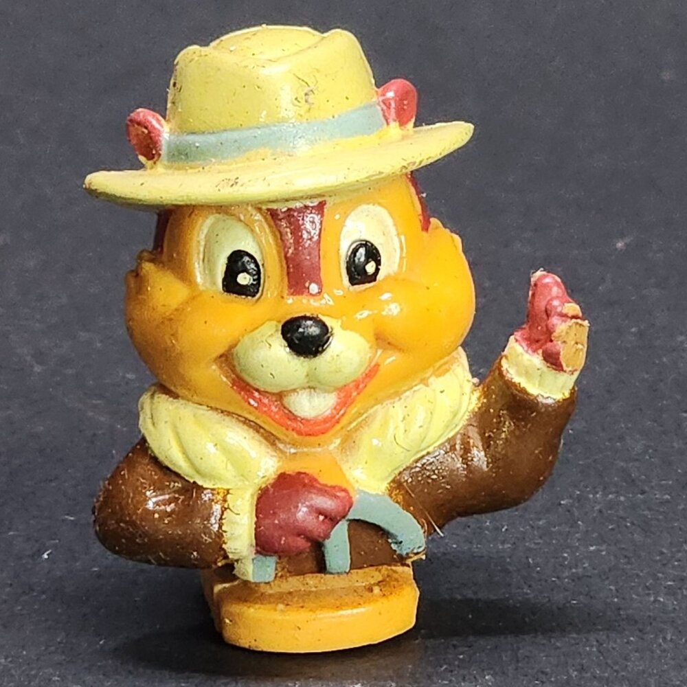 Vintage Chipmunk Rubber Figurine Toy with Hat Collectibles 1.5'' Tall